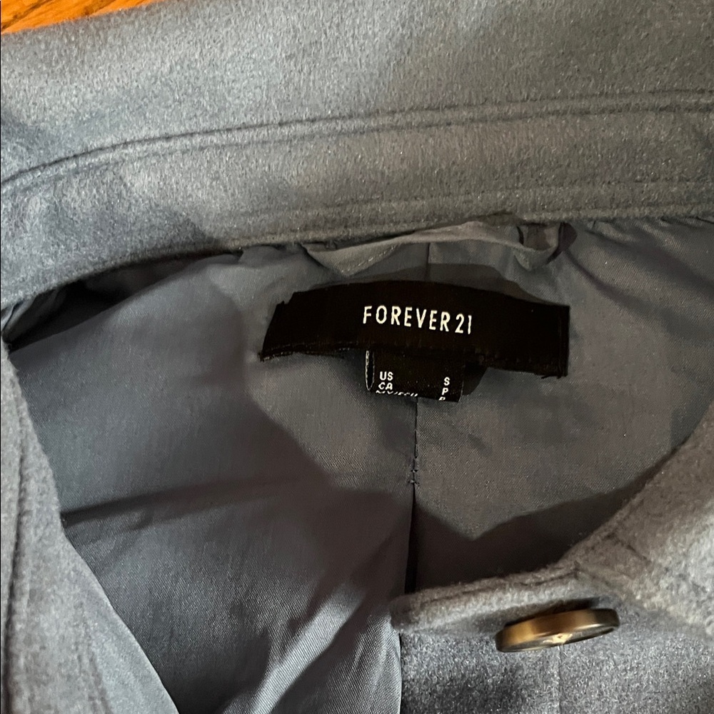 Forever 21 Charcoal Blue Button Coat - Picture 2 of 4